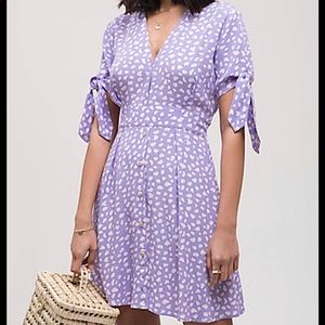 Purple Button Dress with Tie